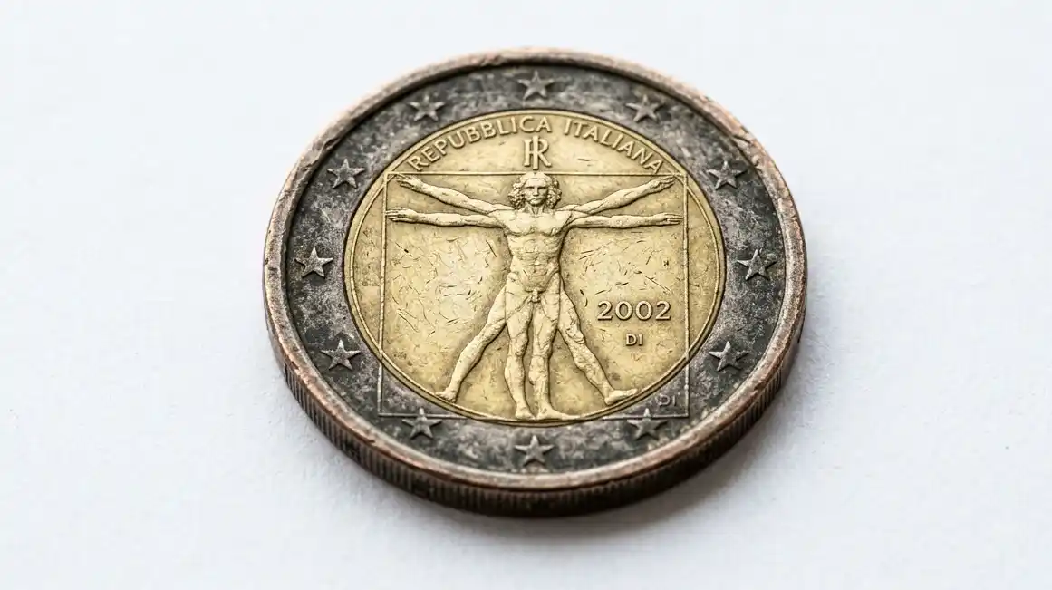 moneta da 1 euro rara superficie metallica